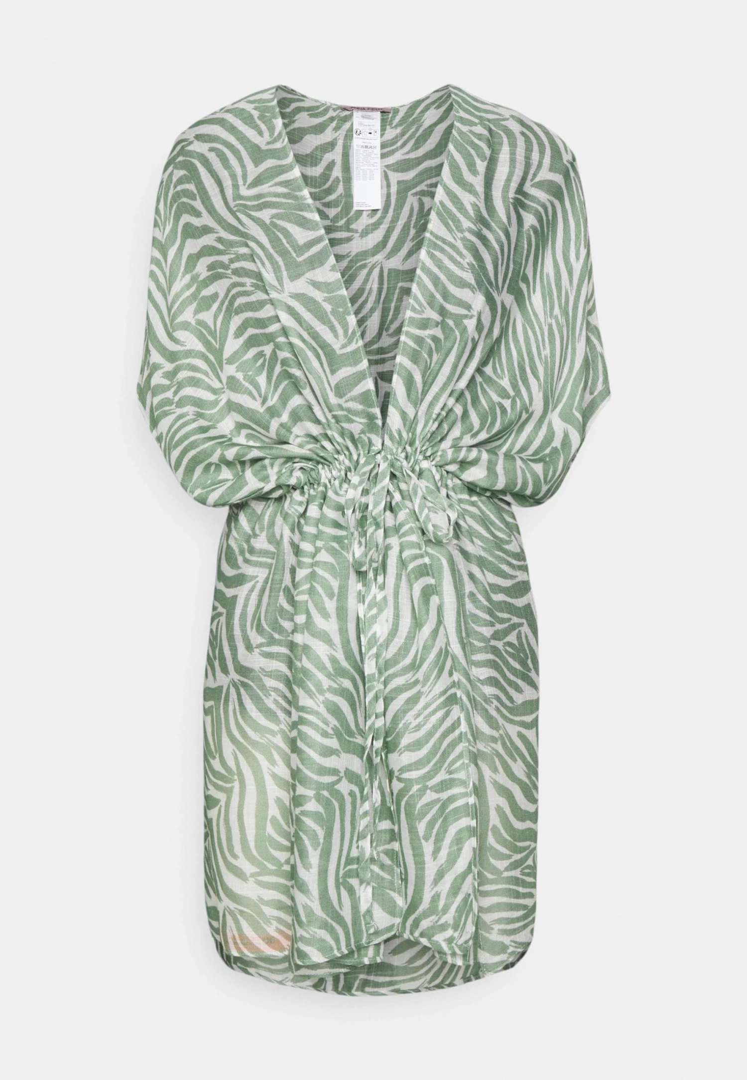 Anna Field Printed Short Kimono / 606 - Khaki_003 - Off-White - Accessoire De Plage - Khaki/Off-White 4 Anna Field Printed Short Kimono / 606 - Khaki_003 - Off-White - Accessoire De Plage - Khaki/Off-White – Image 4