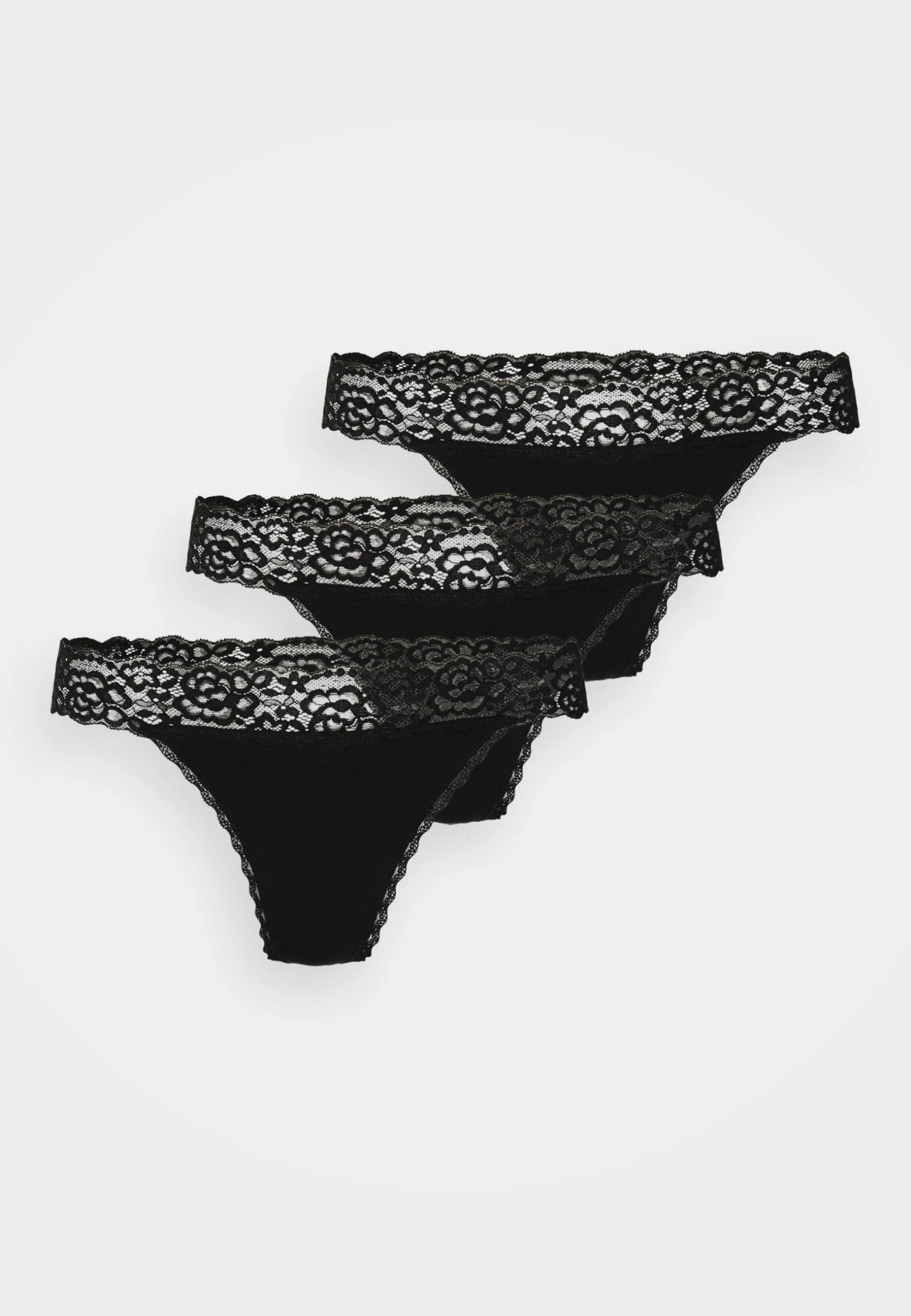 Anna Field 3Pp Margaret Cotton & Lace Thong - String - Black 4 Anna Field 3Pp Margaret Cotton & Lace Thong - String - Black – Image 4