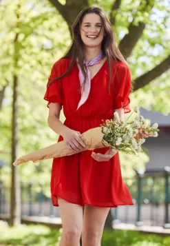 Anna Field V-Neck Sleeve Dress - Robe De Jour - Dark Red