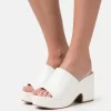 Wide Fit - Mules À Talons - White