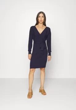 Anna Field Wrap V Ausschnitt Mini Strickkleid Mit Gürtel - Robe Fourreau - Dark Blue