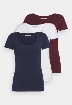 Anna Field 3 Pack - T-Shirt Basique - Dark Red/Dark Blue/White