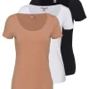 Anna Field 3 Pack - T-Shirt Basique - White/Camel/Black