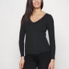 Maternity Ribbed Longsleeve Lace - T-Shirt À Manches Longues - Black