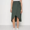 Anna Field Basic Wrap Over Midi Skirt - Jupe Trapèze - Light Green