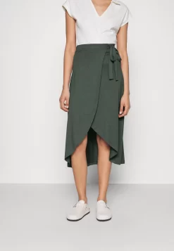 Anna Field Basic Wrap Over Midi Skirt - Jupe Trapèze - Light Green